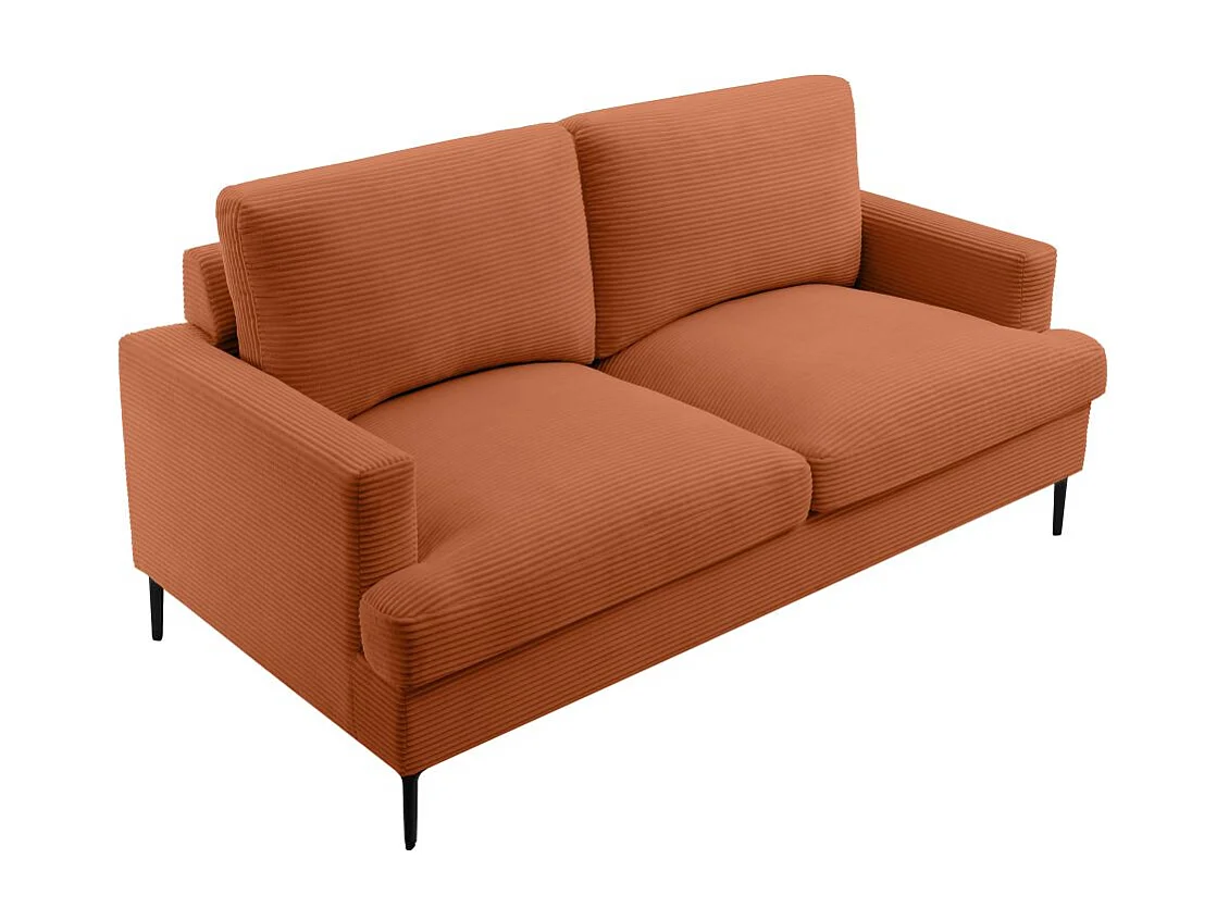 Canapé droit 3 places TALMA en velours côtelé terracotta