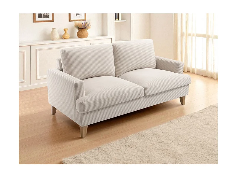 Canapé droit 3 places TALMA en velours côtelé beige