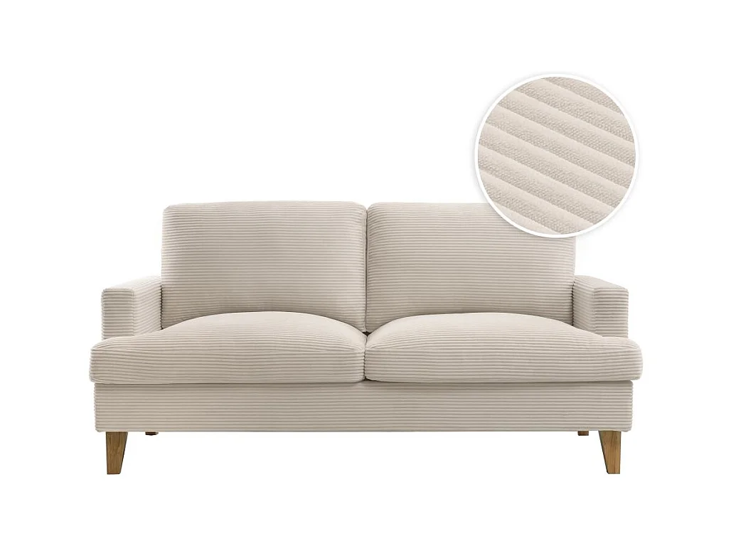 Canapé droit 3 places TALMA en velours côtelé beige