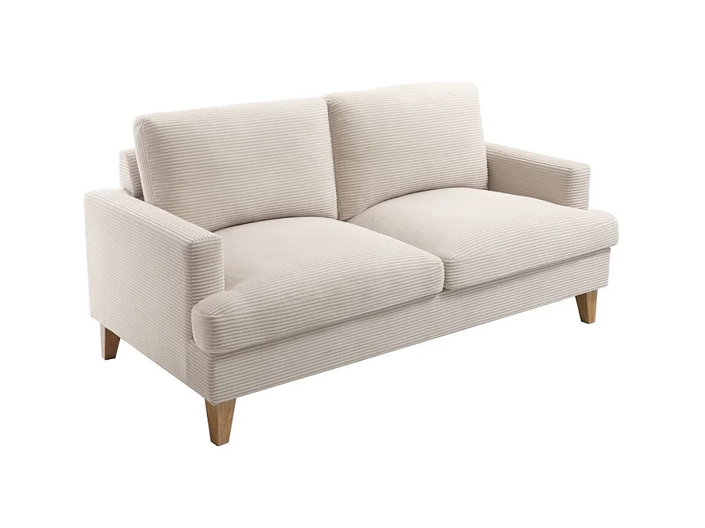 Canapé droit 3 places TALMA en velours côtelé beige