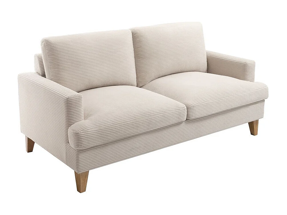 Canapé droit 3 places TALMA en velours côtelé beige