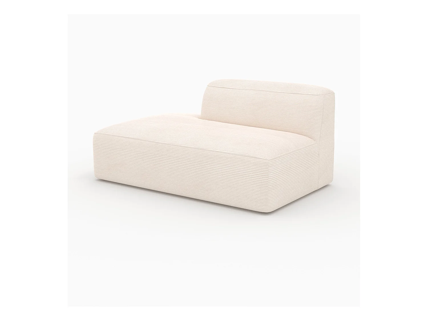 Méridienne dossier à droite pour canapé modulable en velours blanc - Mina