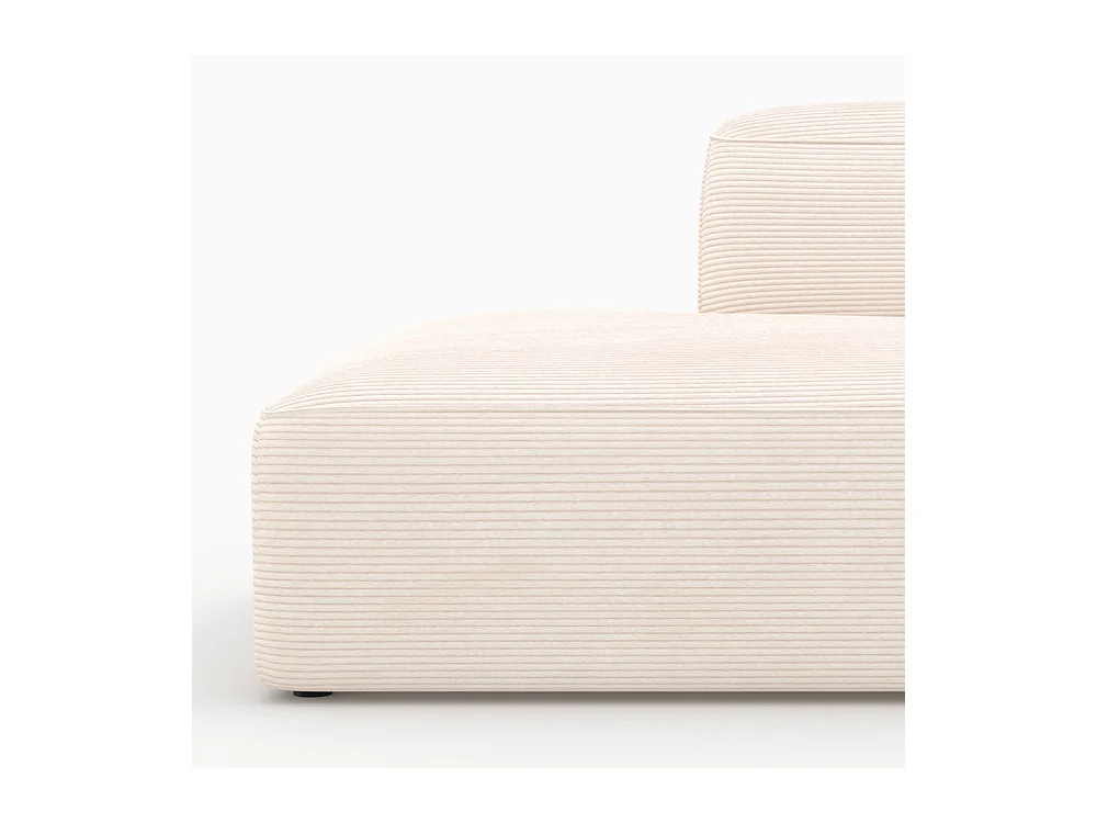 Méridienne dossier à droite pour canapé modulable en velours blanc - Mina