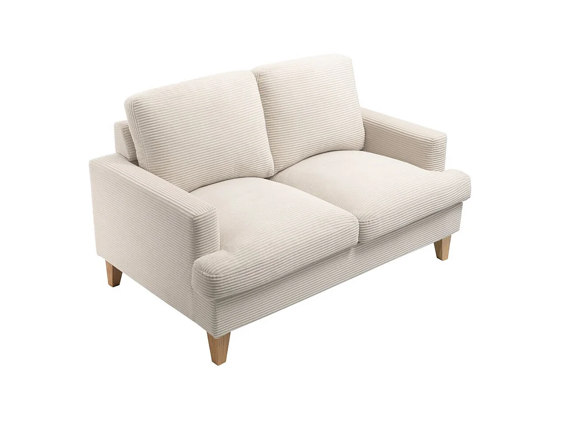 Canapé droit 2 places TALMA en velours côtelé beige