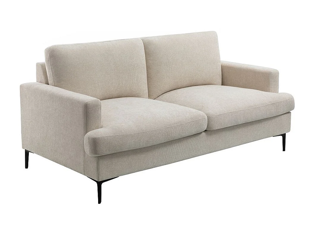 Ensemble canapés droits TALMA 3 + 2  places en tissu beige pieds métal