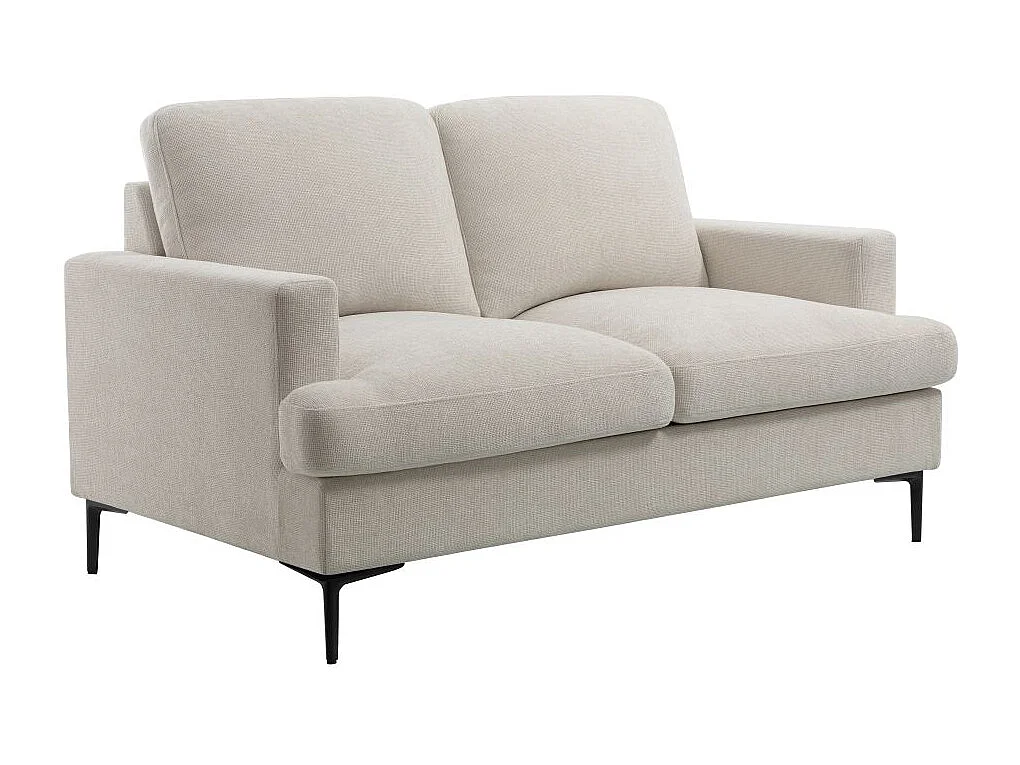 Ensemble canapés droits TALMA 3 + 2  places en tissu beige pieds métal