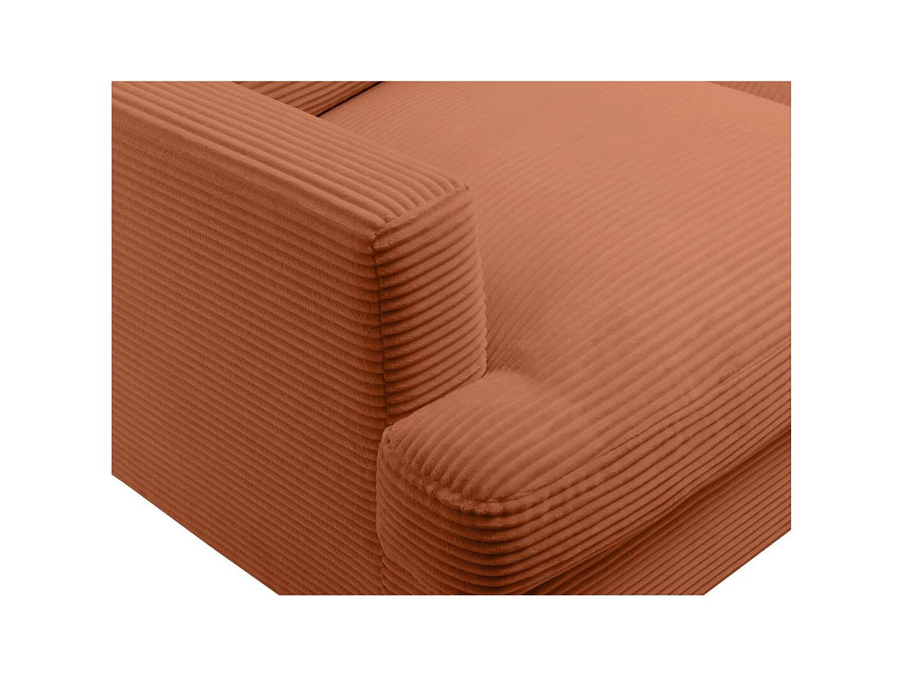 Canapé droit 2 places TALMA en velours côtelé terracotta