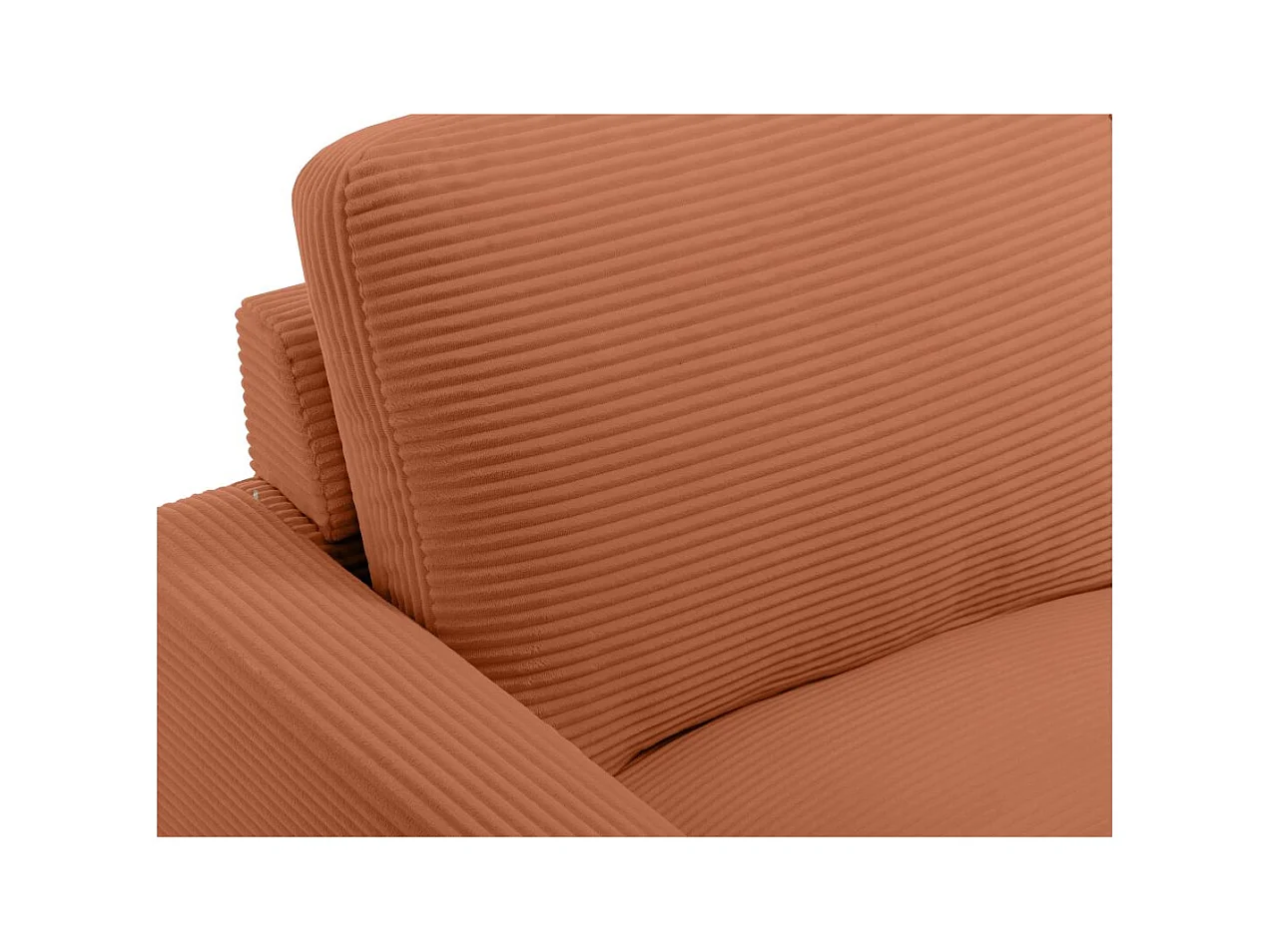Canapé droit 2 places TALMA en velours côtelé terracotta