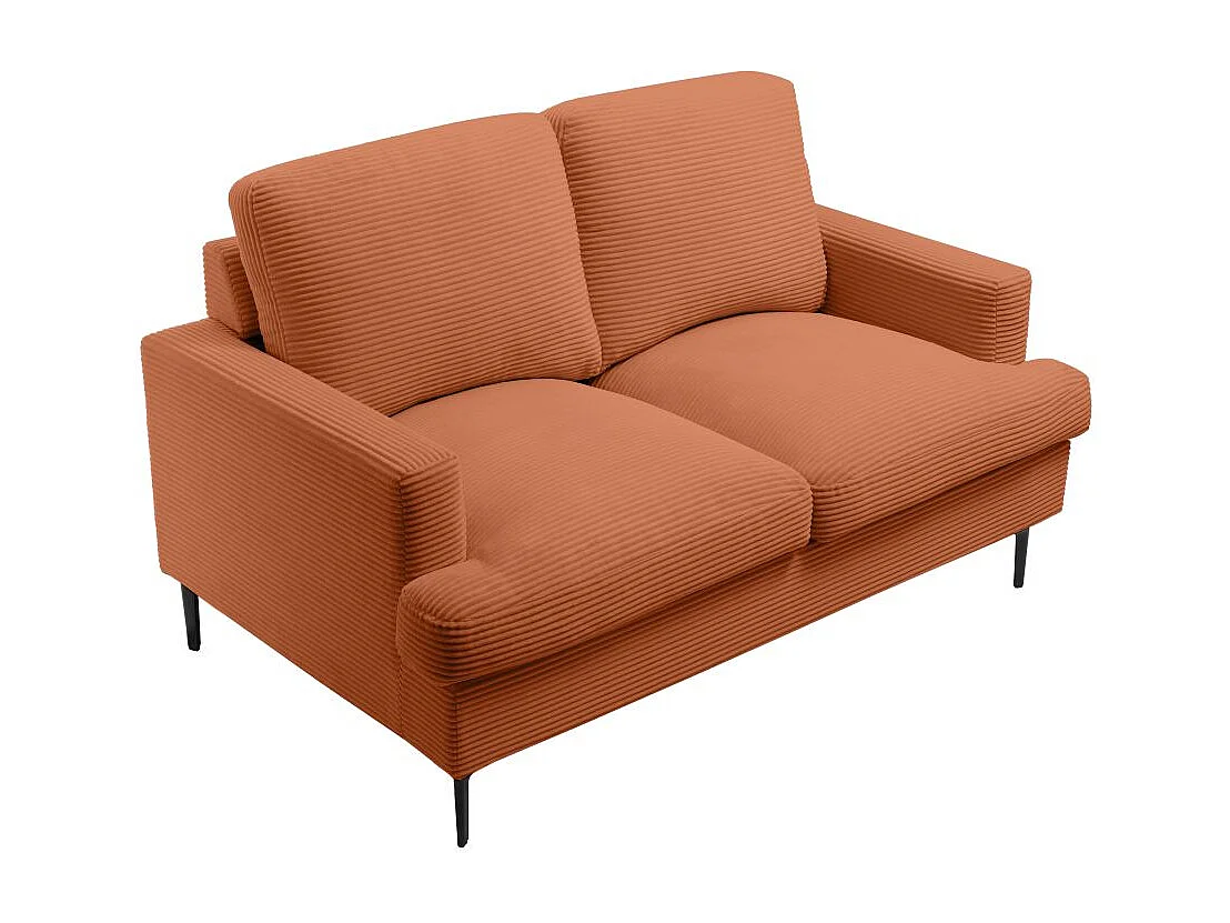 Canapé droit 2 places TALMA en velours côtelé terracotta