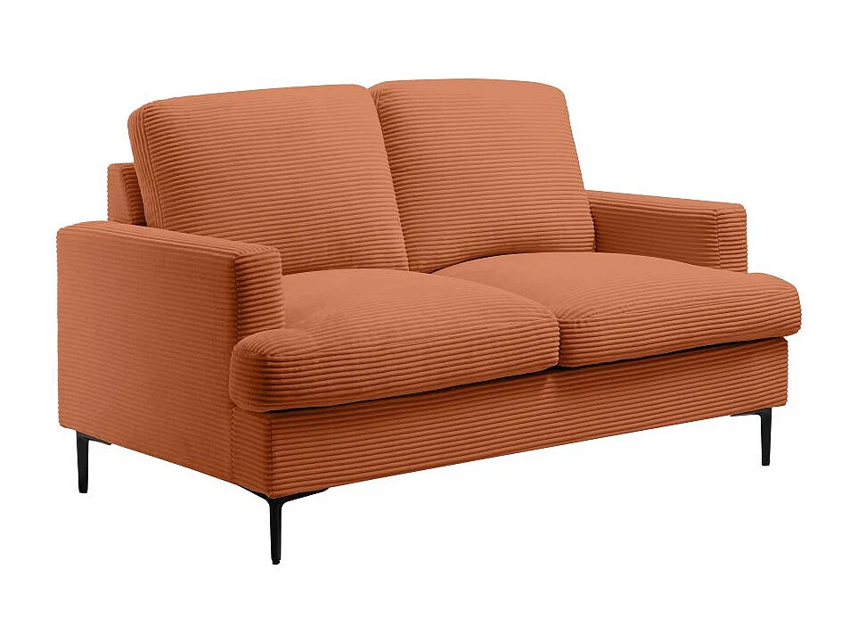 Canapé droit 2 places TALMA en velours côtelé terracotta