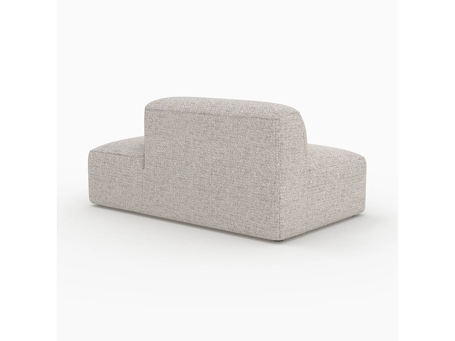 Méridienne dossier à gauche pour canapé modulable en tissu beige - Hestia