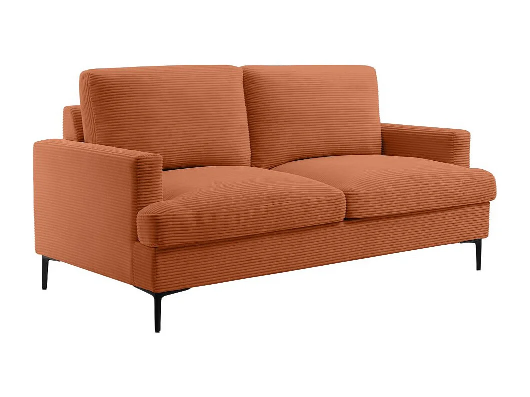 Ensemble canapés droits TALMA 3 + 2  places en velours côtelé terracotta pieds métal