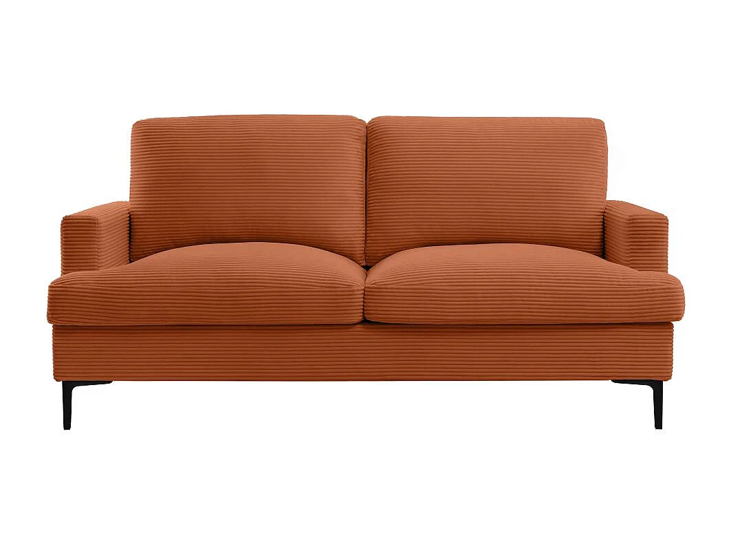 Ensemble canapés droits TALMA 3 + 2  places en velours côtelé terracotta pieds métal