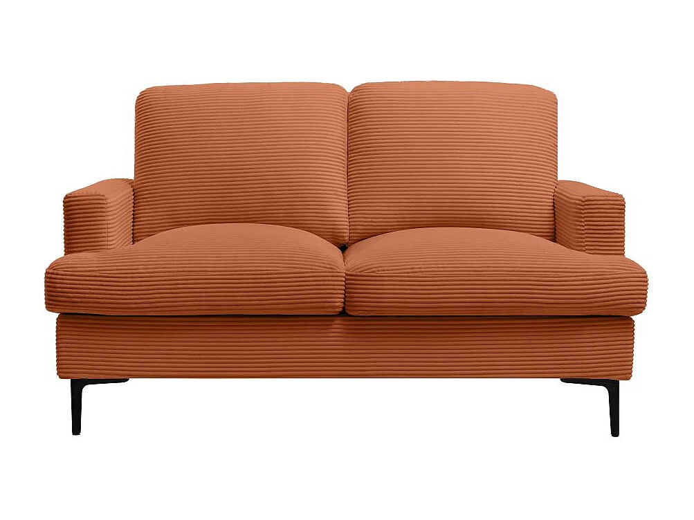 Ensemble canapés droits TALMA 3 + 2  places en velours côtelé terracotta pieds métal