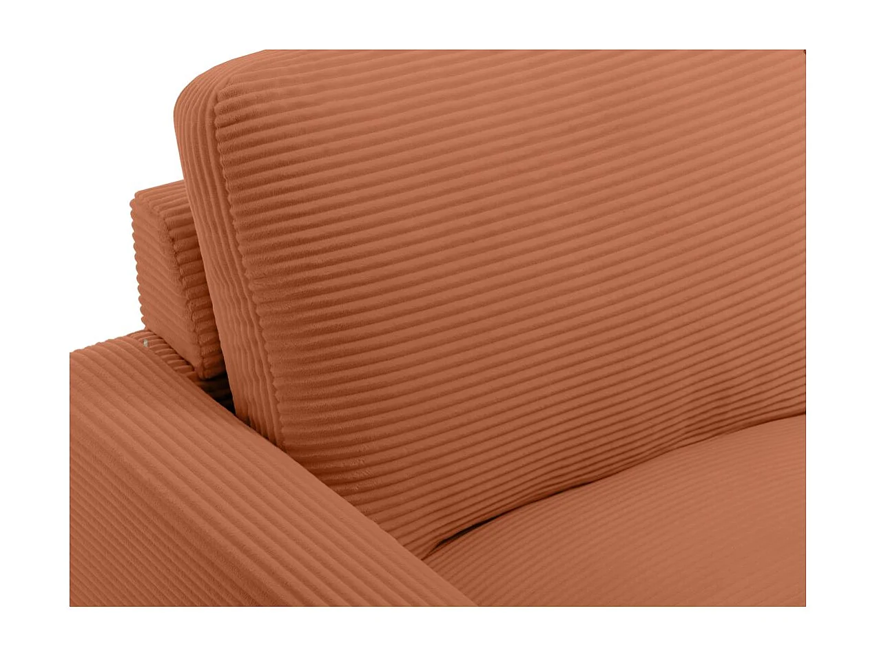 Ensemble canapés droits TALMA 3 + 2  places en velours côtelé terracotta pieds métal