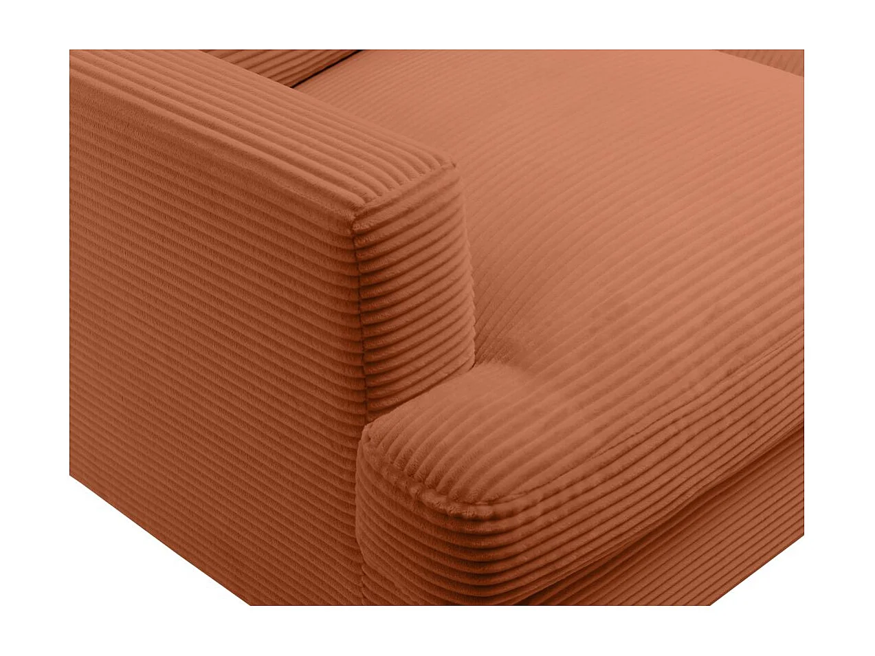 Ensemble canapés droits TALMA 3 + 2  places en velours côtelé terracotta pieds métal