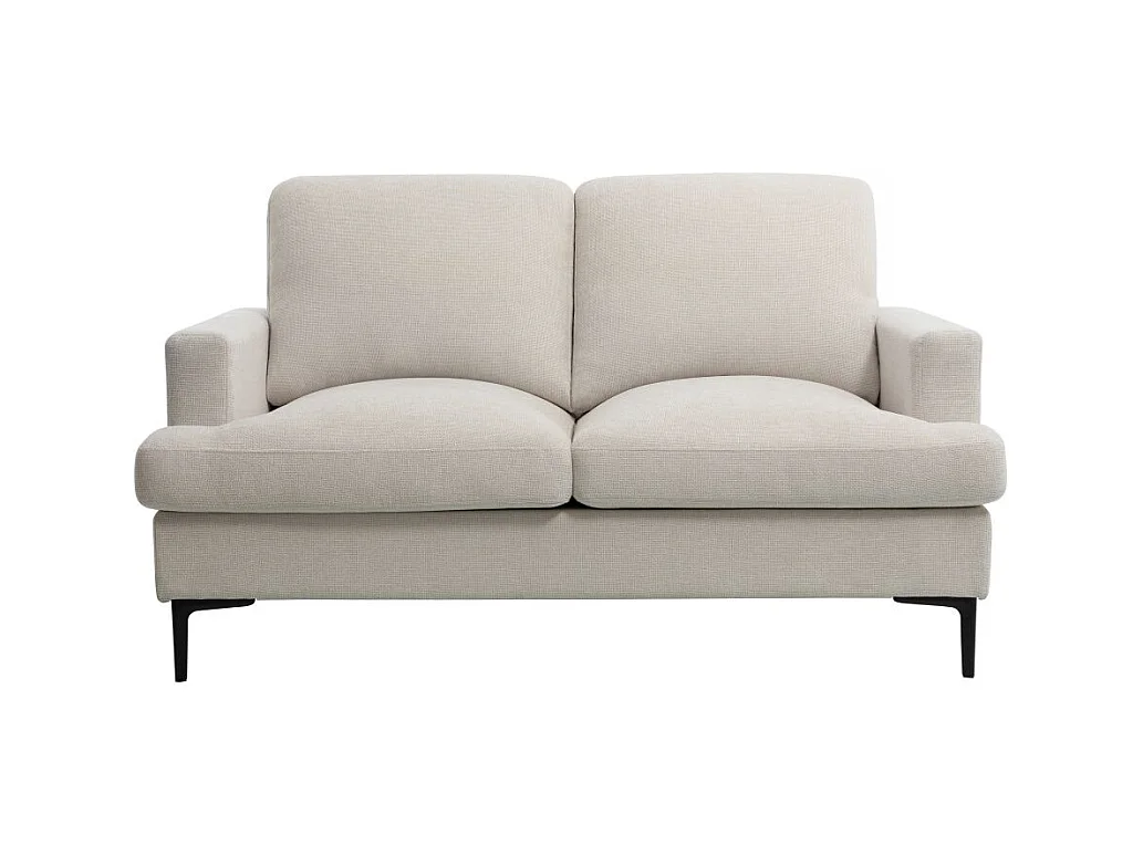 Canapé droit TALMA 2 places en tissu beige pieds métal