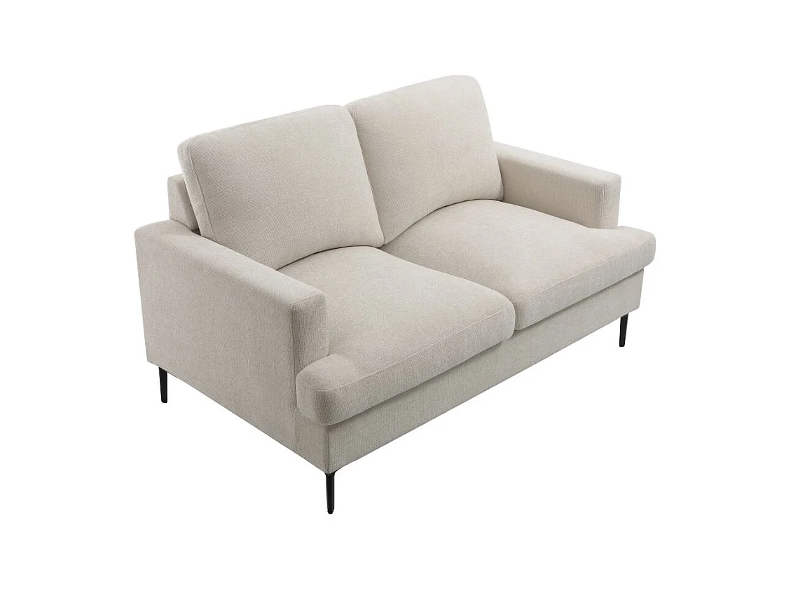 Canapé droit TALMA 2 places en tissu beige pieds métal