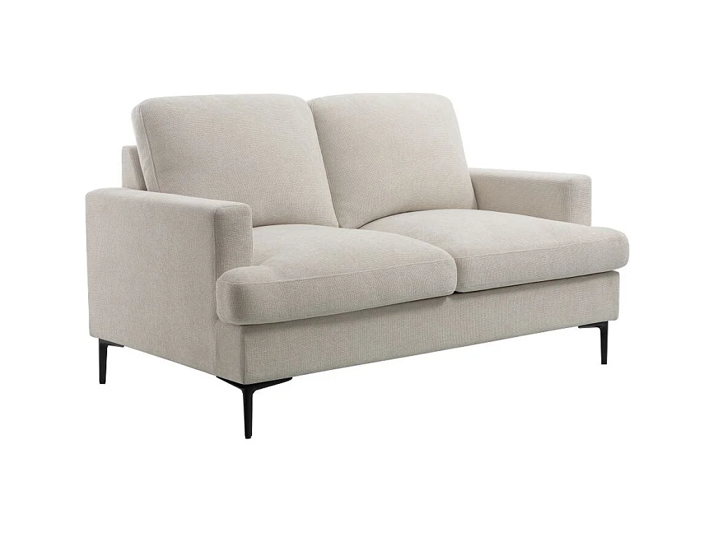 Canapé droit TALMA 2 places en tissu beige pieds métal