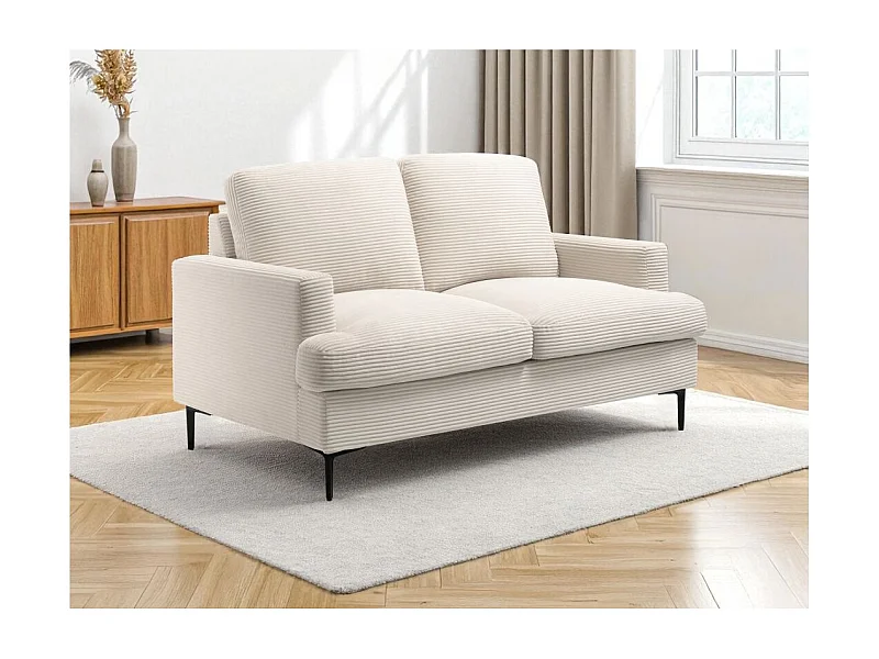 Canapé droit 2 places TALMA en velours côtelé beige