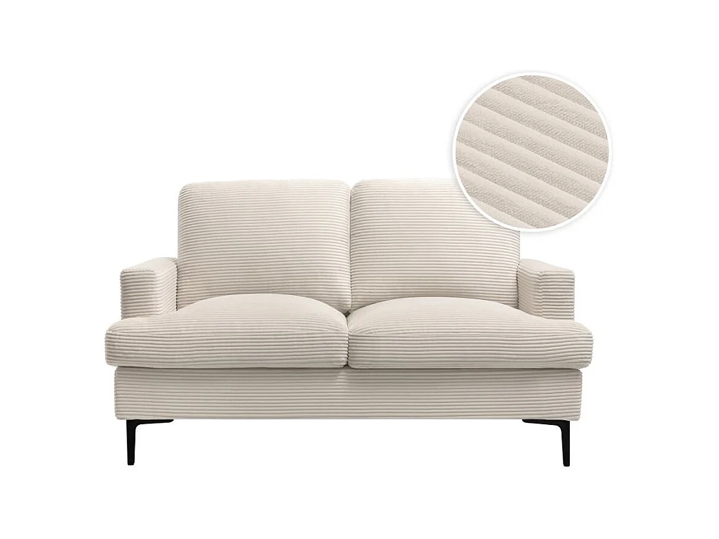 Canapé droit 2 places TALMA en velours côtelé beige