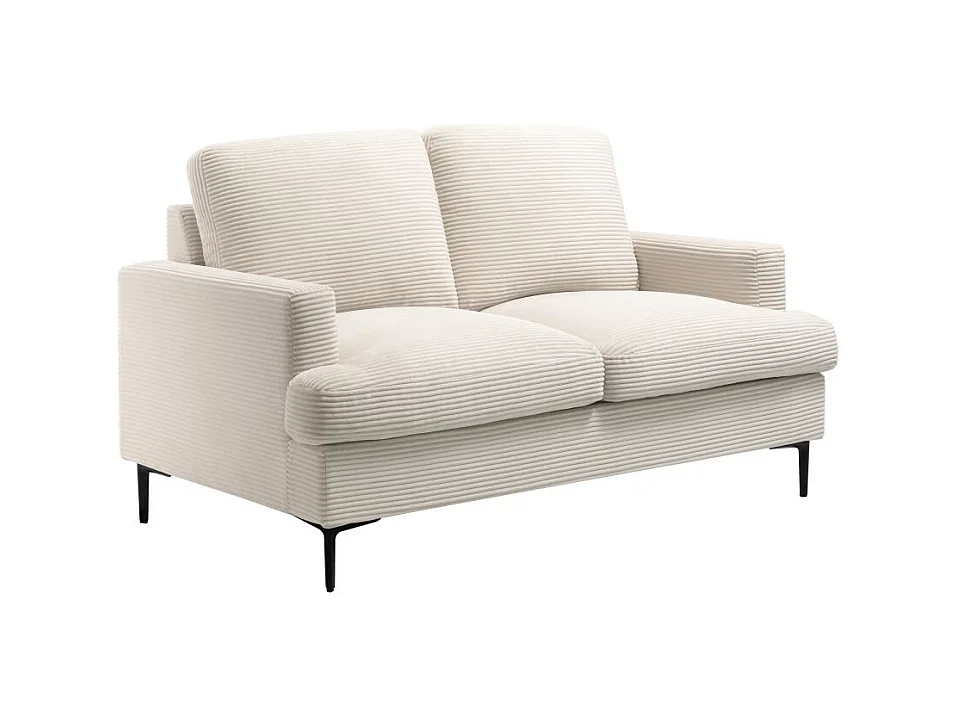 Canapé droit 2 places TALMA en velours côtelé beige