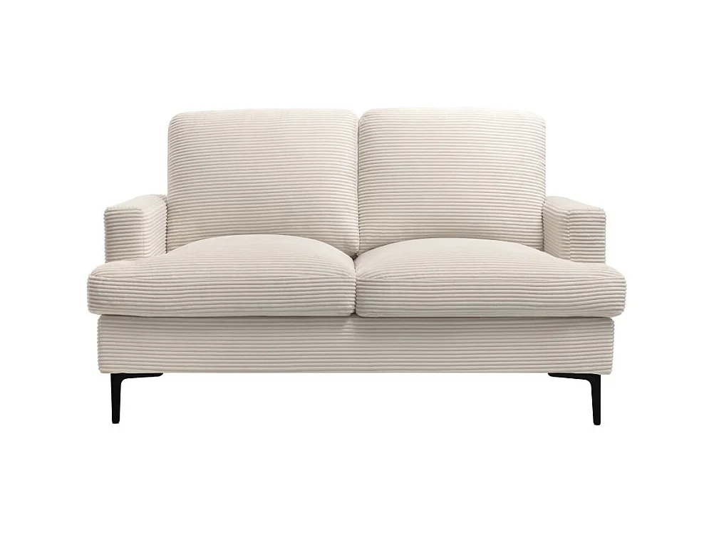 Canapé droit 2 places TALMA en velours côtelé beige