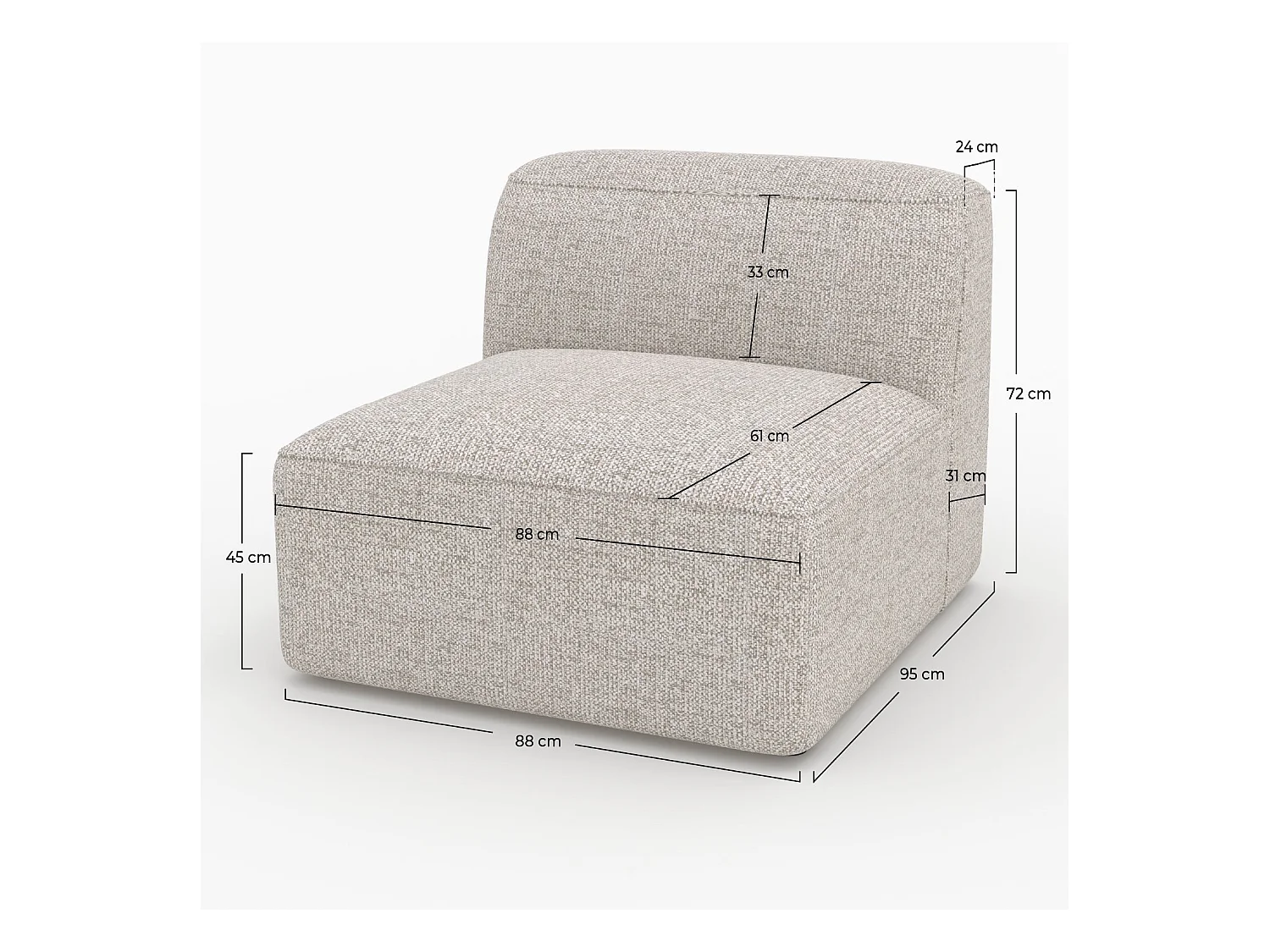 Chauffeuse pour canapé modulable en tissu beige - Hestia