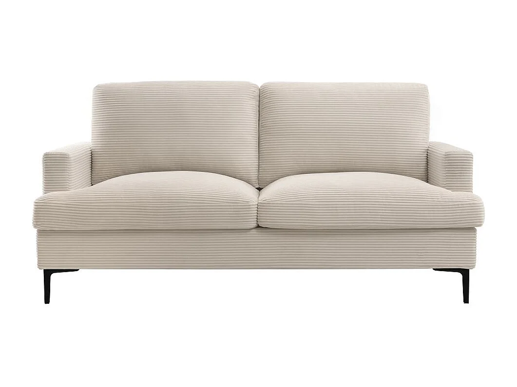 Ensemble canapés droits TALMA 3 + 2  places en velours côtelé beige pieds métal