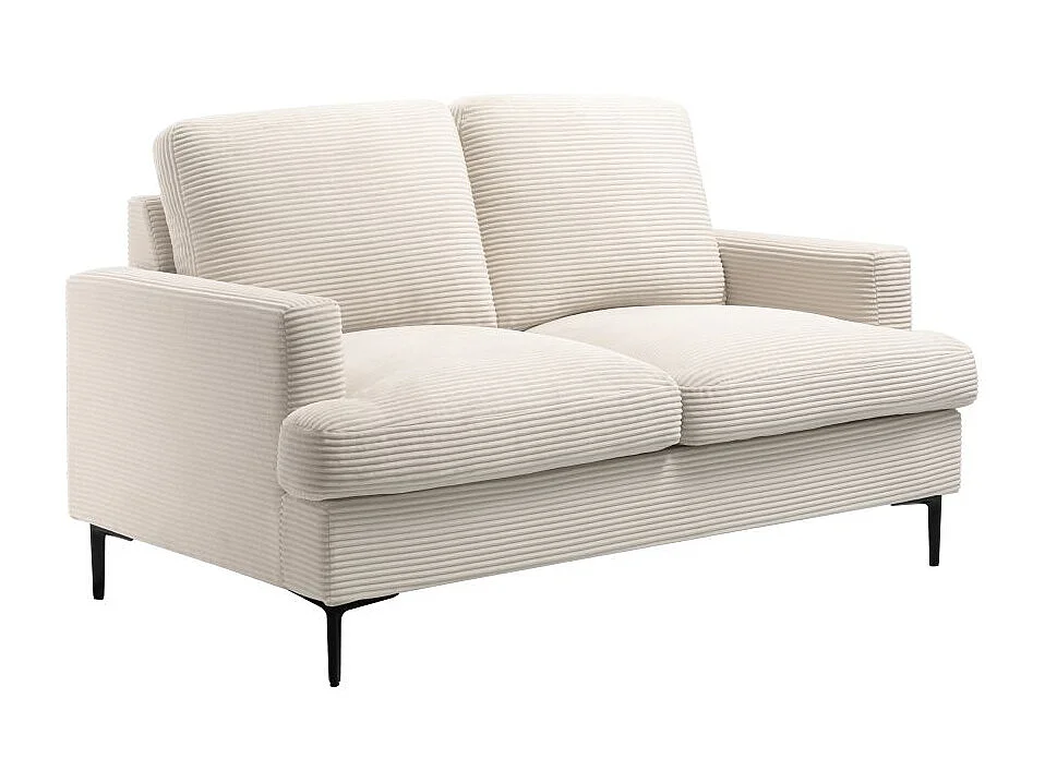 Ensemble canapés droits TALMA 3 + 2  places en velours côtelé beige pieds métal