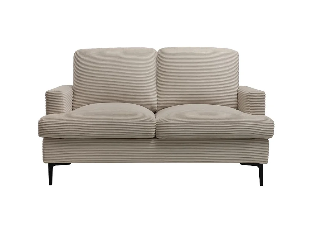 Canapé droit 2 places TALMA en velours côtelé taupe