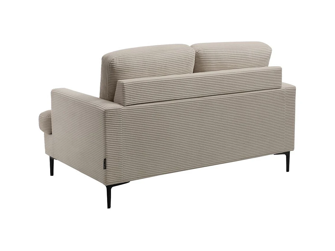 Canapé droit 2 places TALMA en velours côtelé taupe