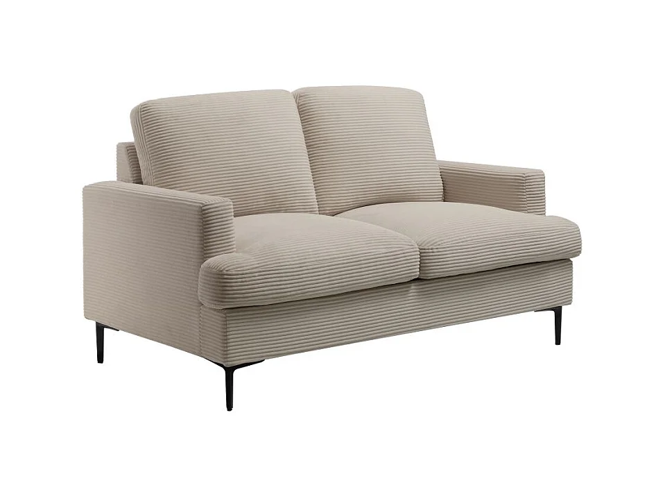 Canapé droit 2 places TALMA en velours côtelé taupe