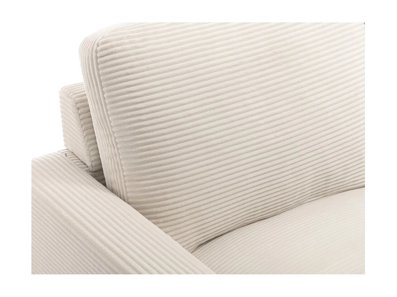 Ensemble canapés droits TALMA 3 + 2  places en velours côtelé beige pieds bois naturel