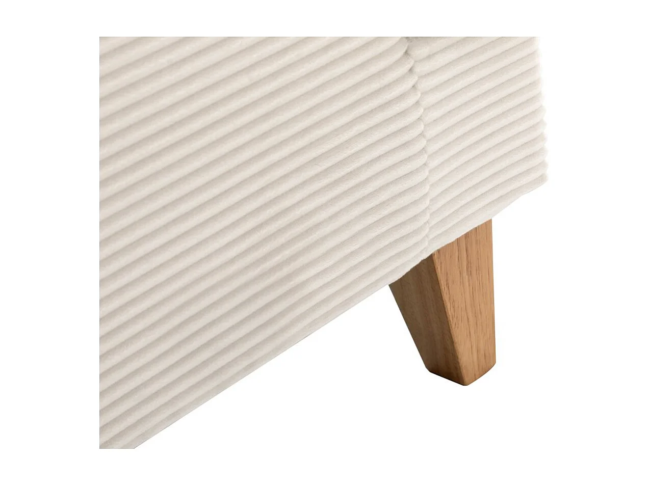 Ensemble canapés droits TALMA 3 + 2  places en velours côtelé beige pieds bois naturel