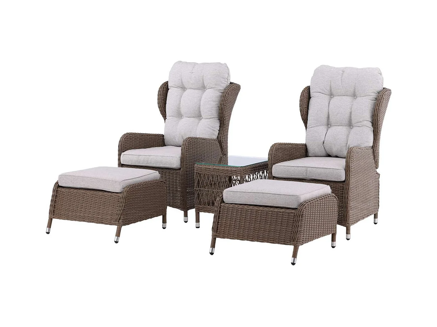 Washington Loungeset 2 Sessel, 2 Hocker, 1 Couchtisch natur.