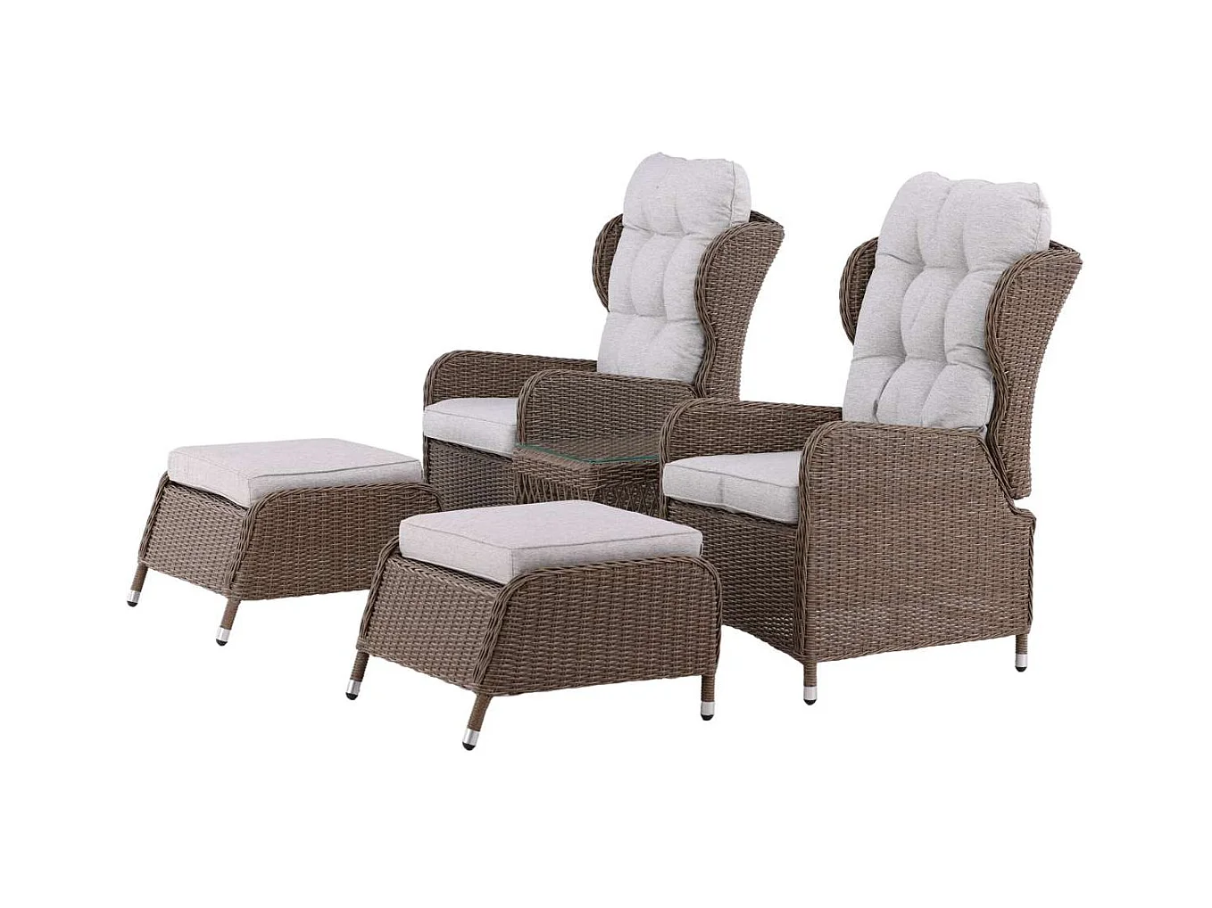 Washington Loungeset 2 Sessel, 2 Hocker, 1 Couchtisch natur.