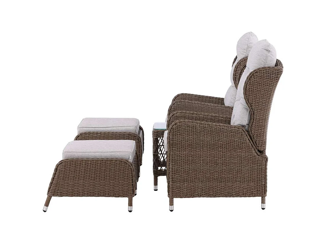 Washington Loungeset 2 Sessel, 2 Hocker, 1 Couchtisch natur.