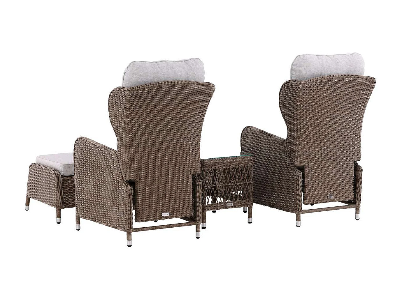 Washington lounge set 2 fauteuils, 2 poefs, 1 salontafel natuur.