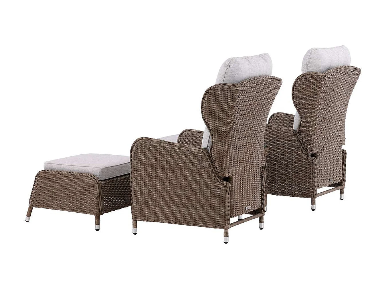 Washington lounge set 2 fauteuils, 2 poefs, 1 salontafel natuur.
