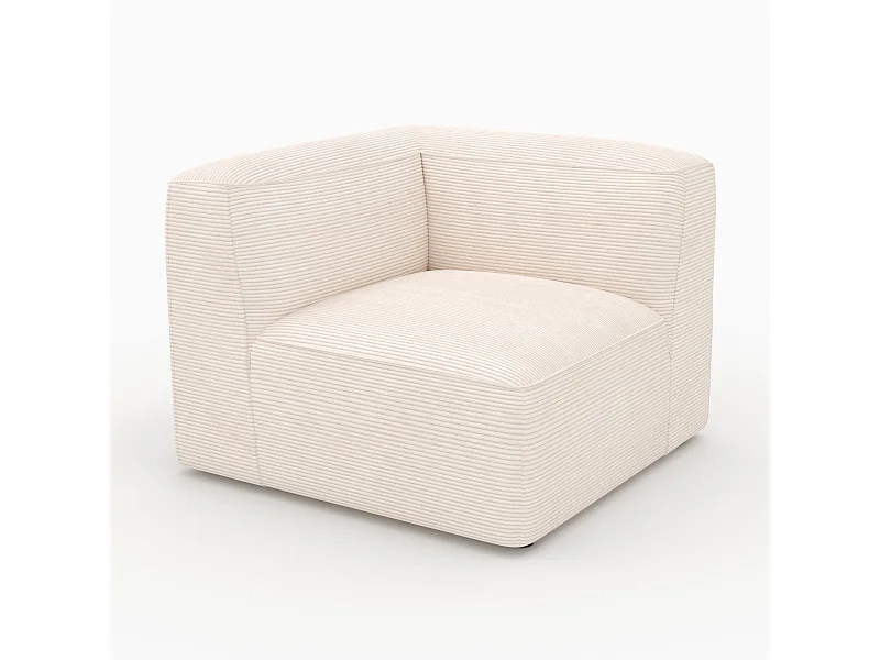 Angle gauche pour canapé modulable en velours blanc cassé - Mina