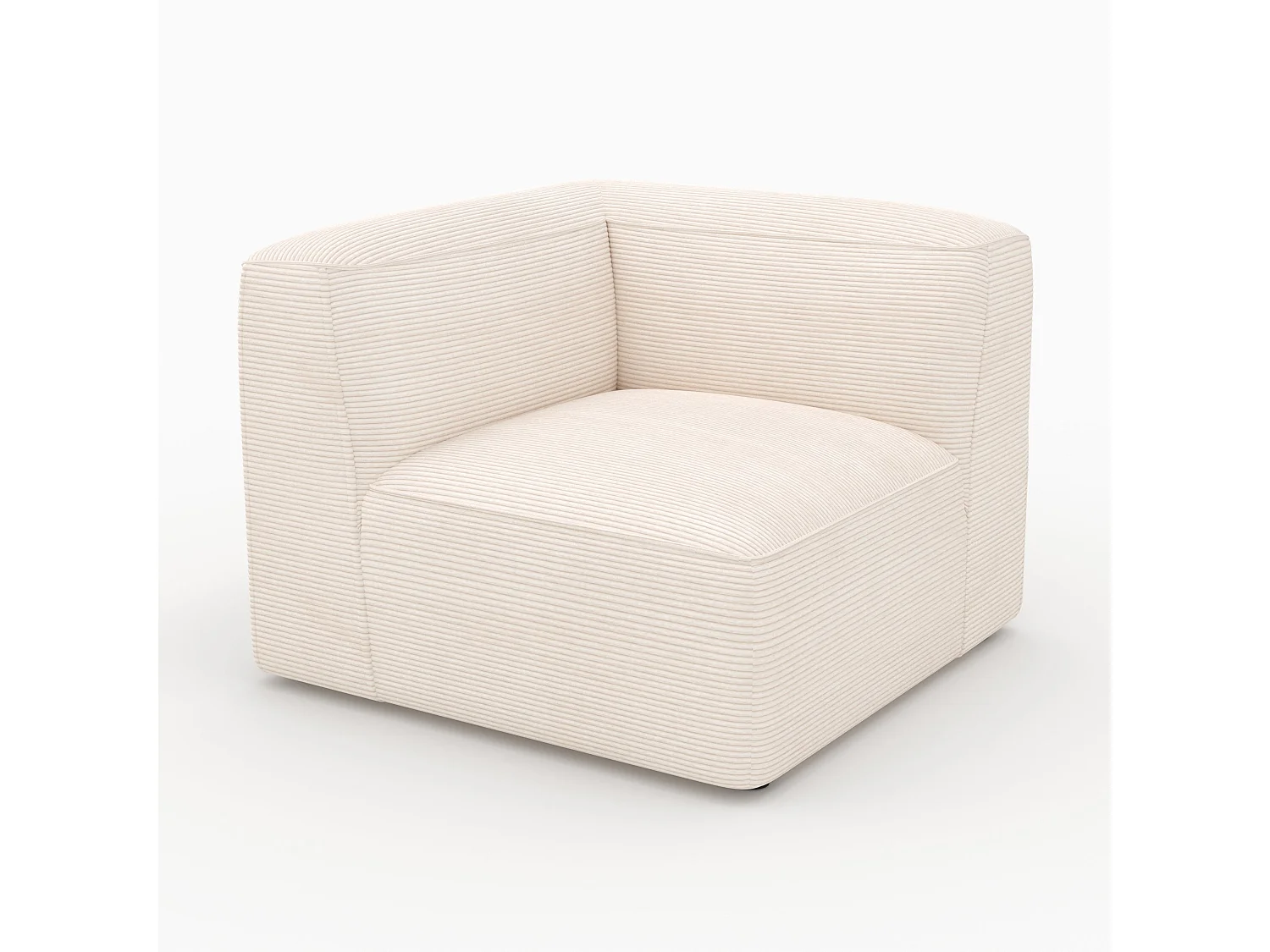 Angle gauche pour canapé modulable en velours blanc cassé - Mina