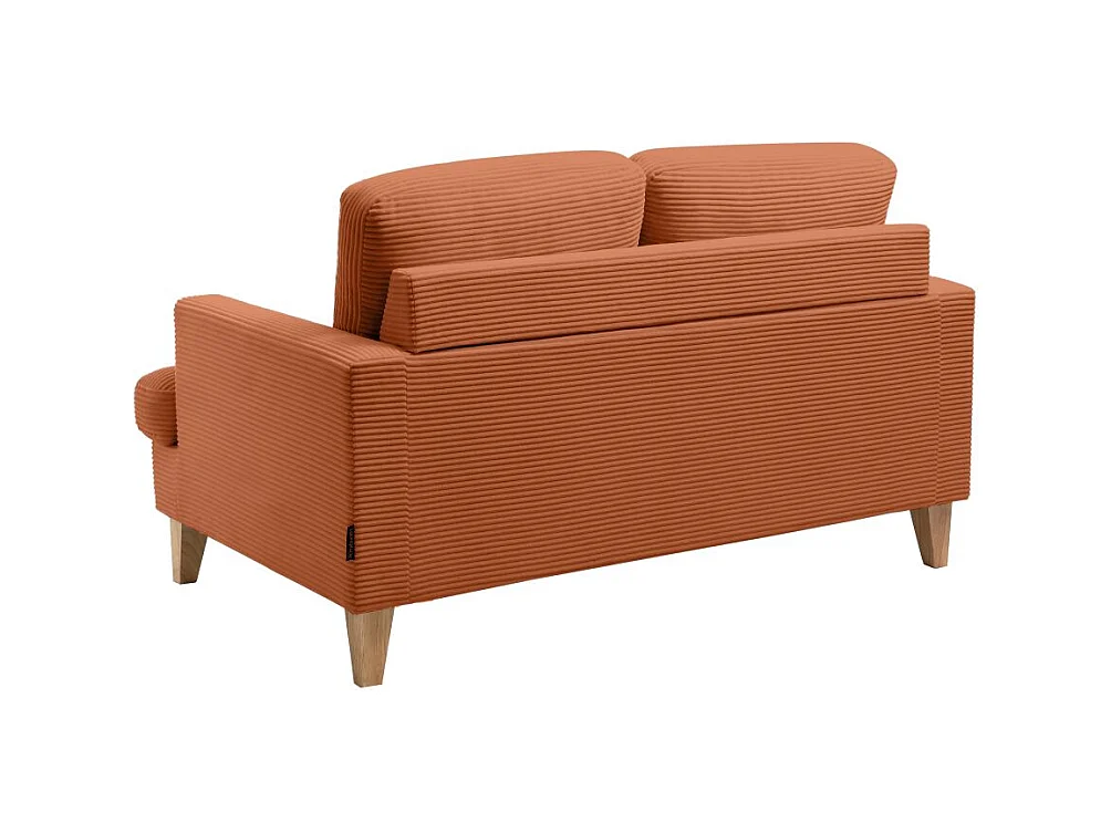 Canapé droit 2 places TALMA en velours côtelé terracotta