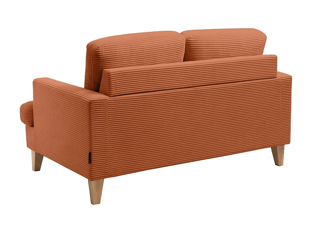 Canapé droit 2 places TALMA en velours côtelé terracotta