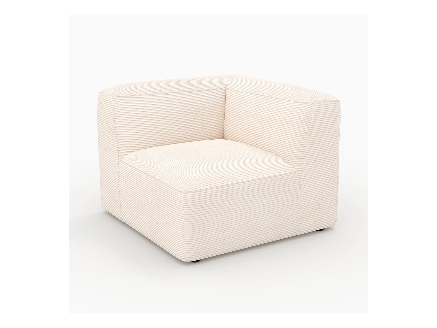 Angle droit pour canapé modulable en velours blanc cassé - Mina