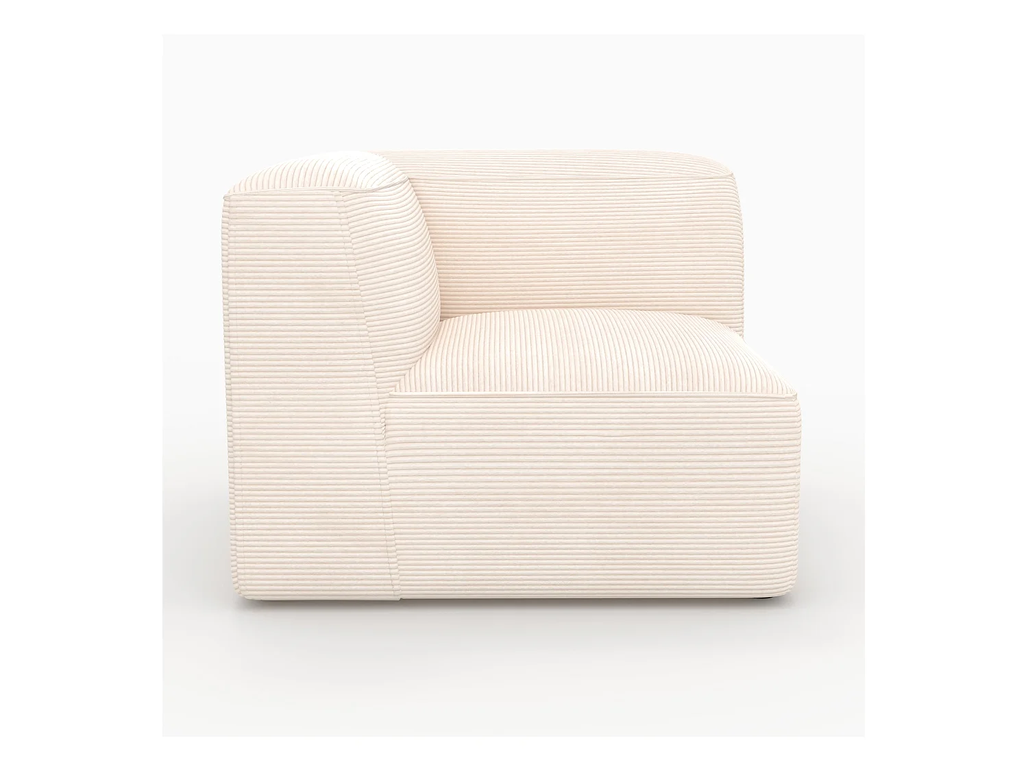 Angle droit pour canapé modulable en velours blanc cassé - Mina