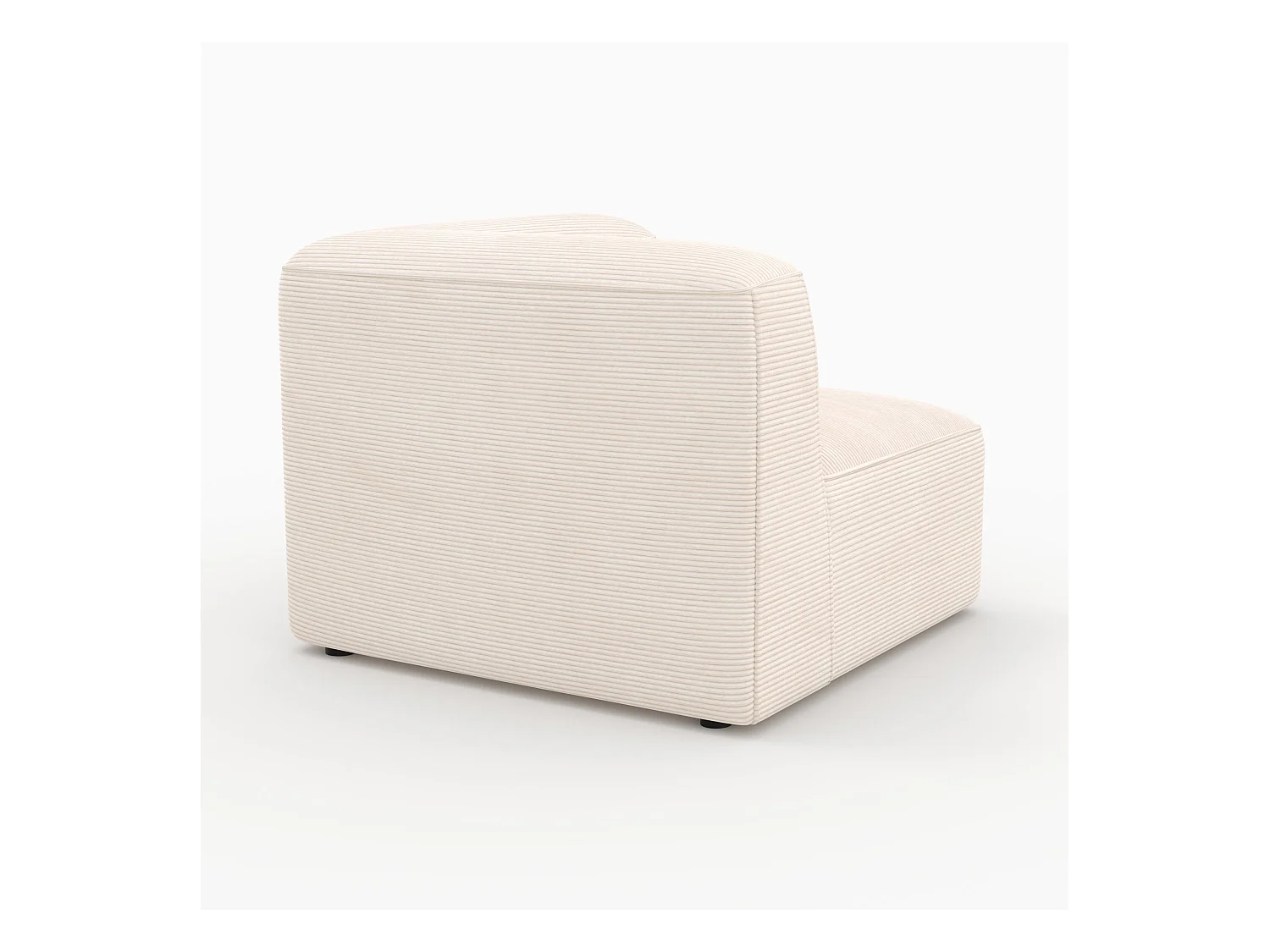 Angle droit pour canapé modulable en velours blanc cassé - Mina