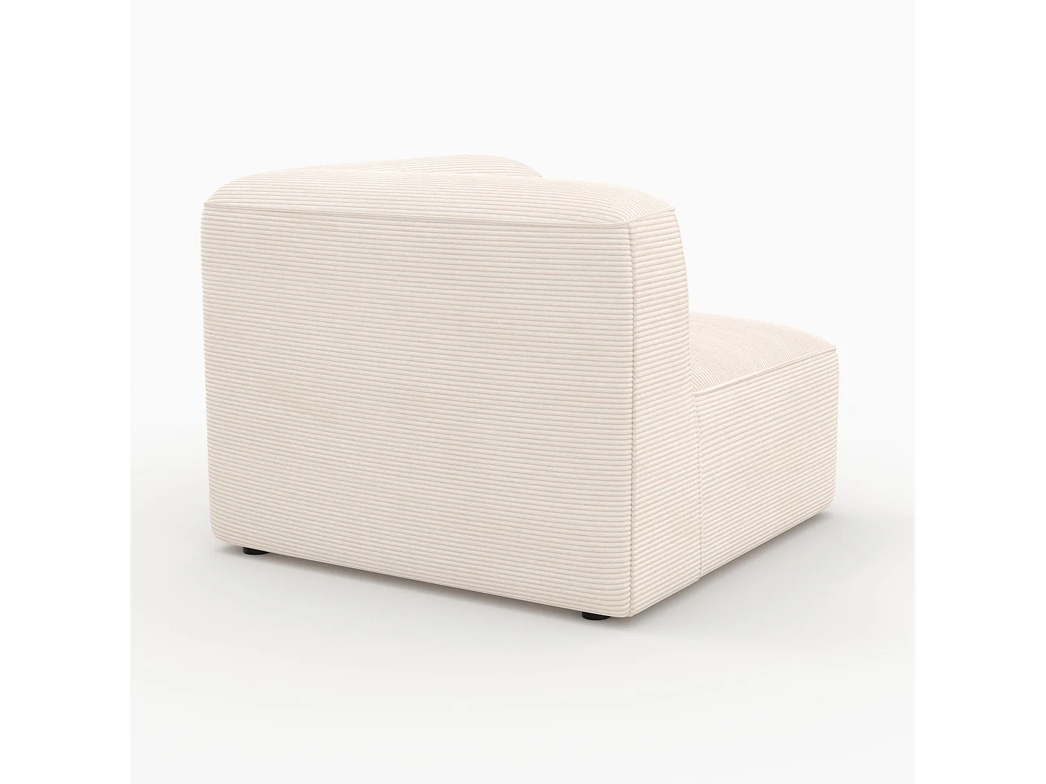 Angle droit pour canapé modulable en velours blanc cassé - Mina