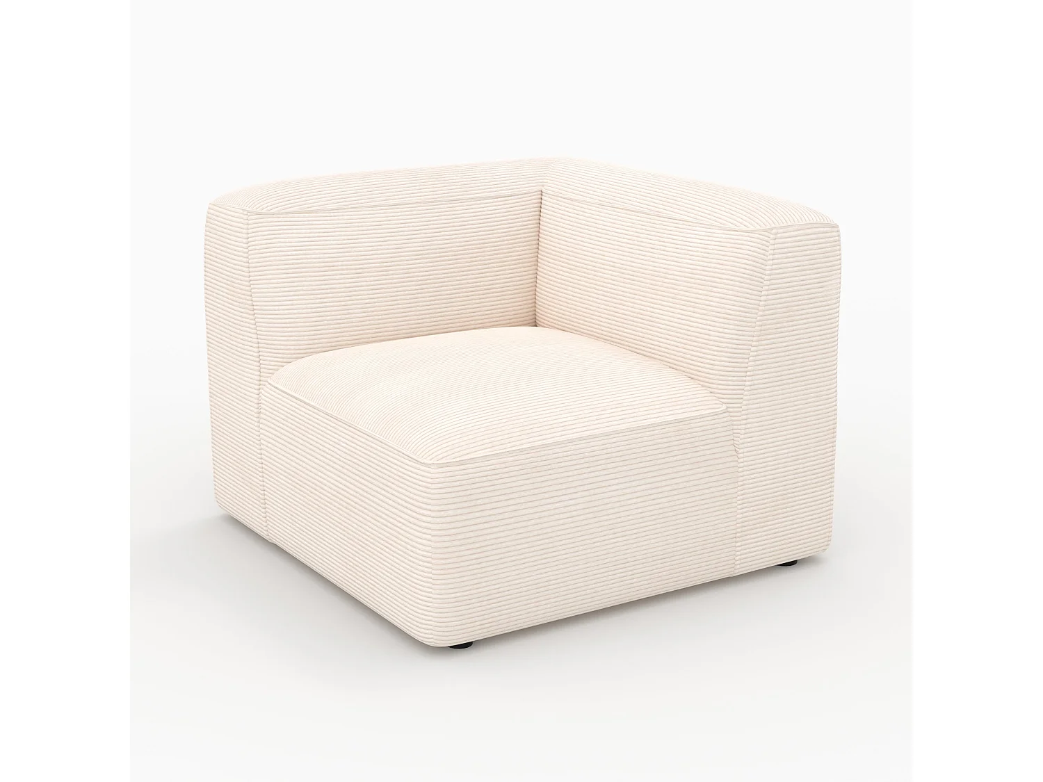 Angle droit pour canapé modulable en velours blanc cassé - Mina