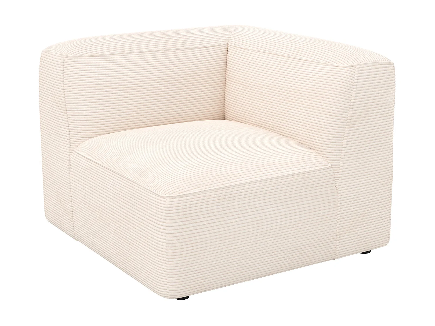 Modulo angolare destro per divano modulare in velluto bianco sporco - Mina